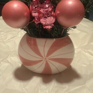Pink and White Swirl Vase with Ornaments yes it’s for sale